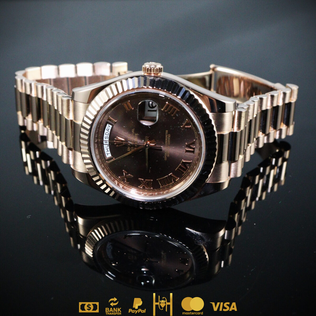 Rolex Day Date II President 41 mm en oro rosa 18k Chocolate - Imagen 5