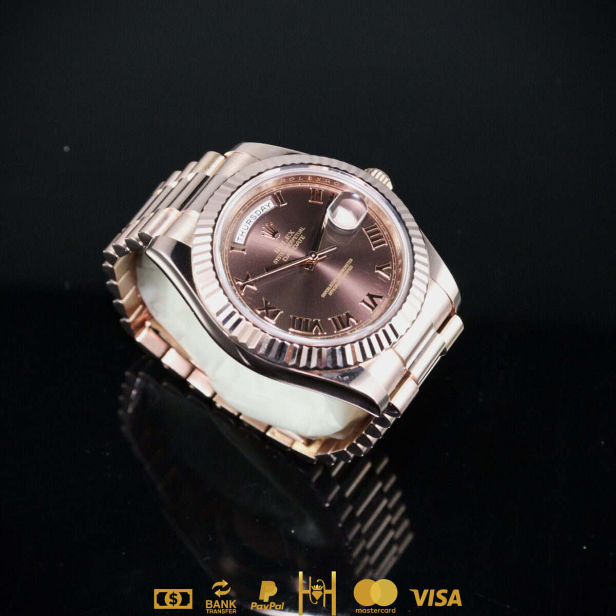 Rolex Day Date II President 41 mm en oro rosa 18k Chocolate - Imagen 8