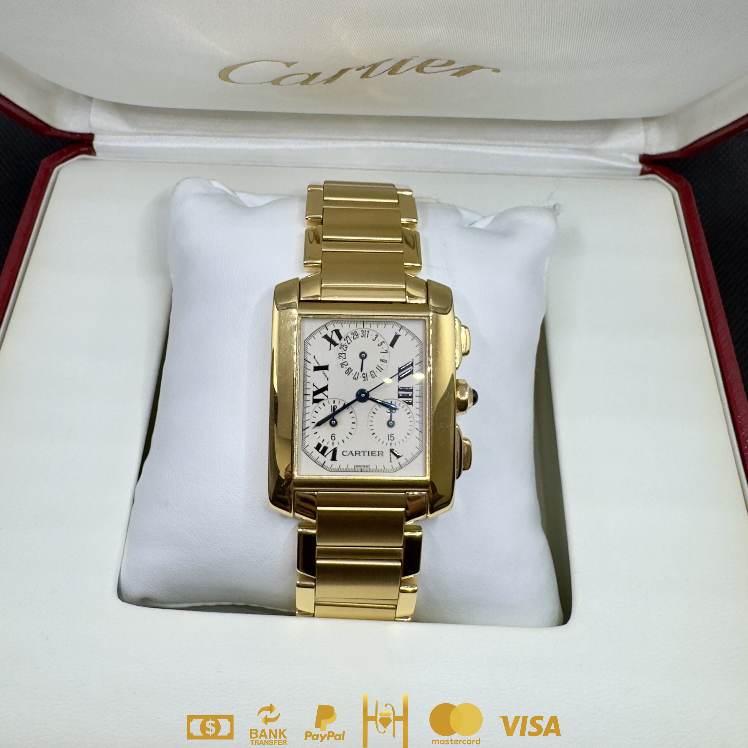 Cartier Tank Francaise Chronoflex en oro amarillo 18k