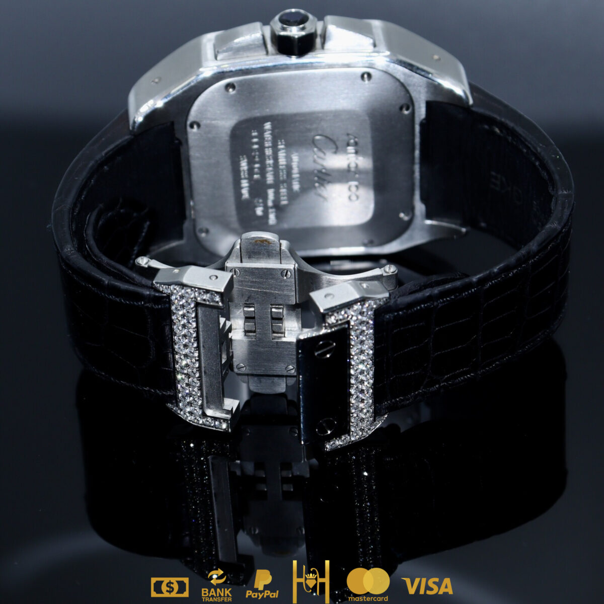 Cartier Santos 100 XL cronógrafo en acero inoxidable con diamantes - Imagen 3