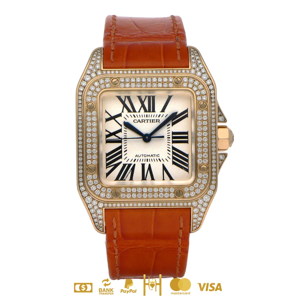 Cartier Santos 100 en oro amarillo 18k con diamantes
