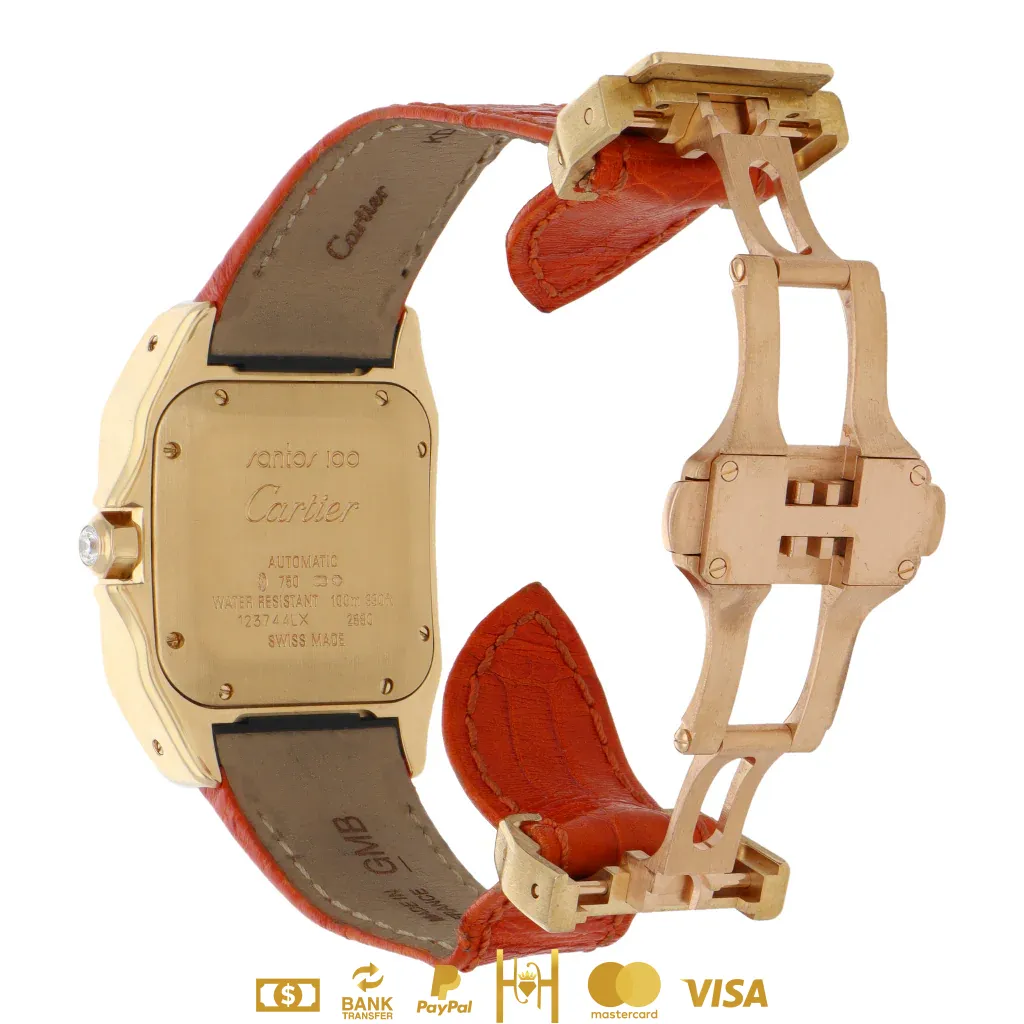 Cartier Santos 100 en oro amarillo 18k con diamantes - Imagen 4