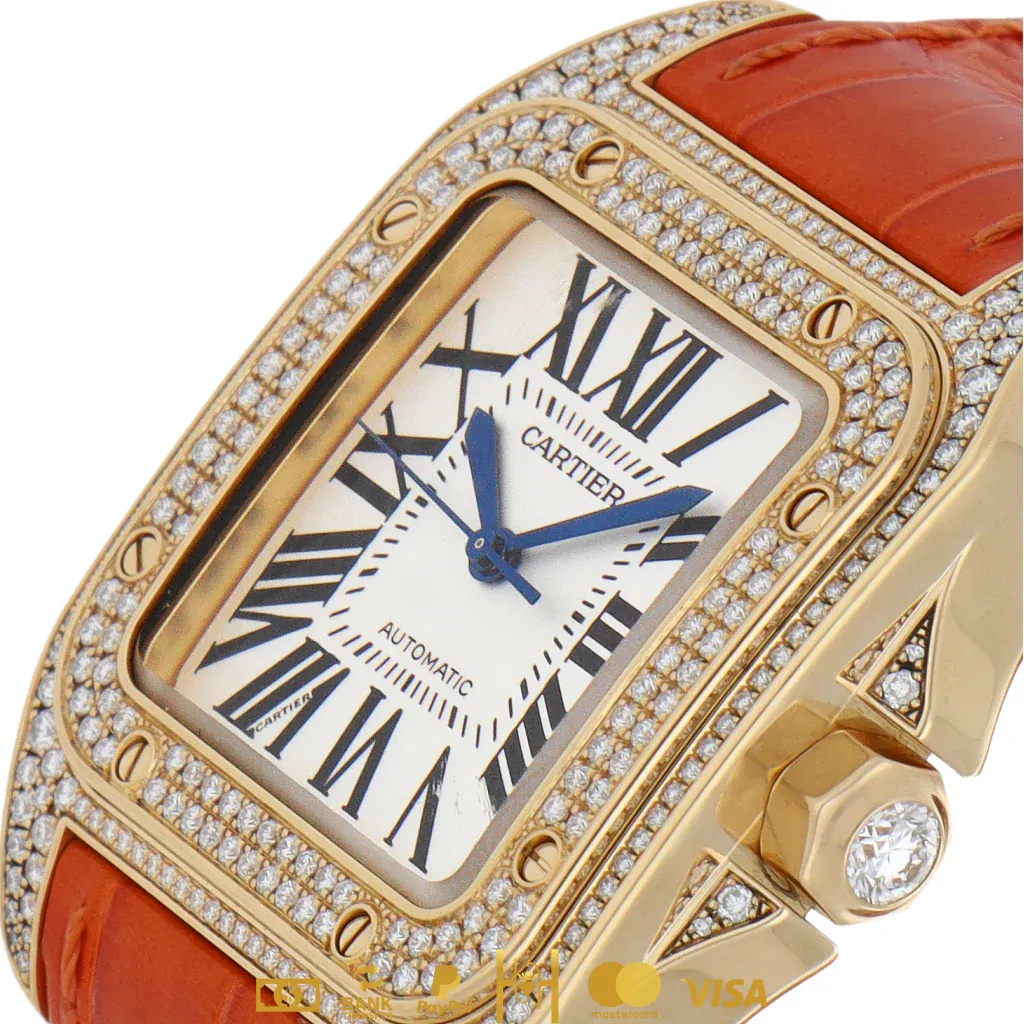 Cartier Santos 100 en oro amarillo 18k con diamantes - Imagen 3