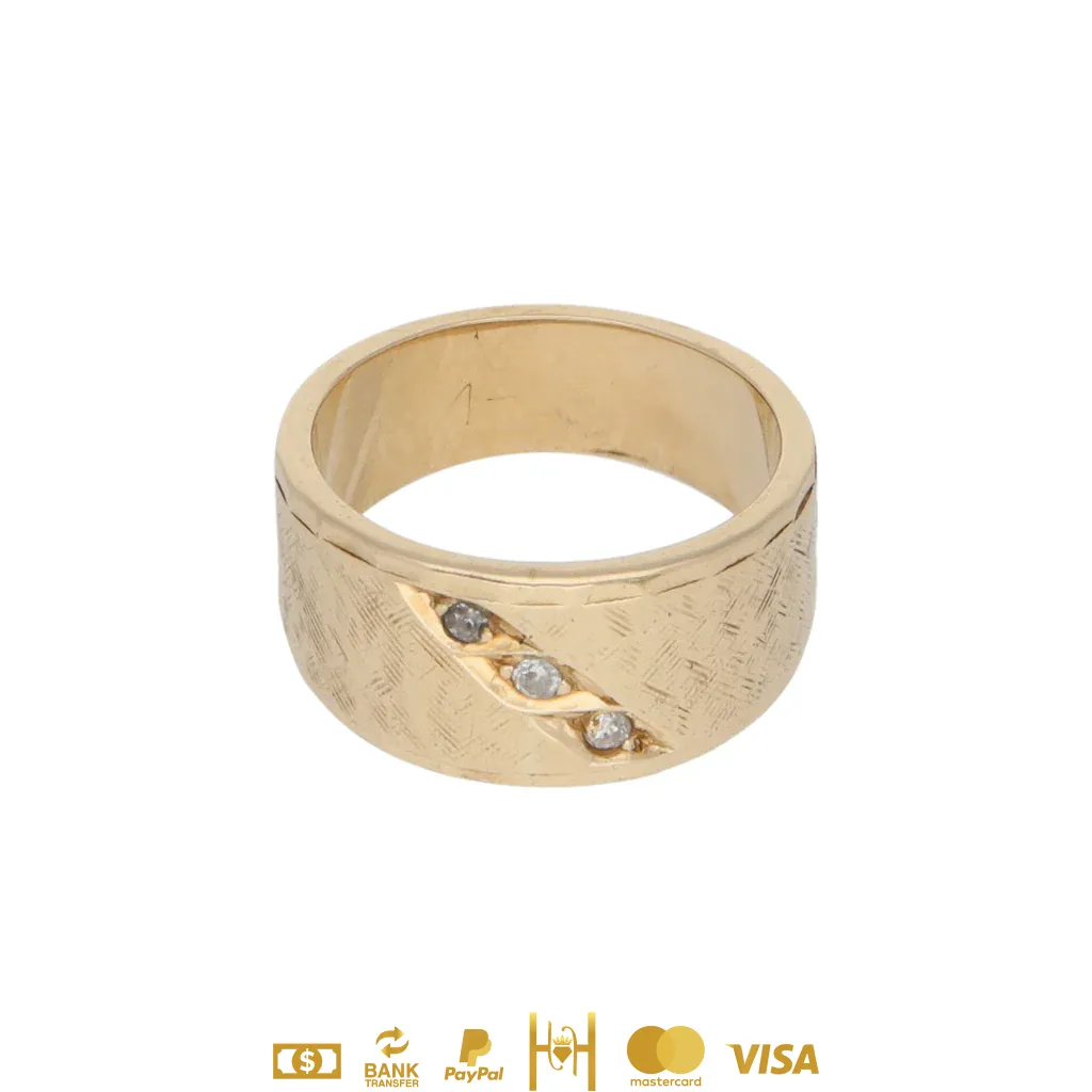Argolla labrada con diamantes en oro amarillo 14 kilates